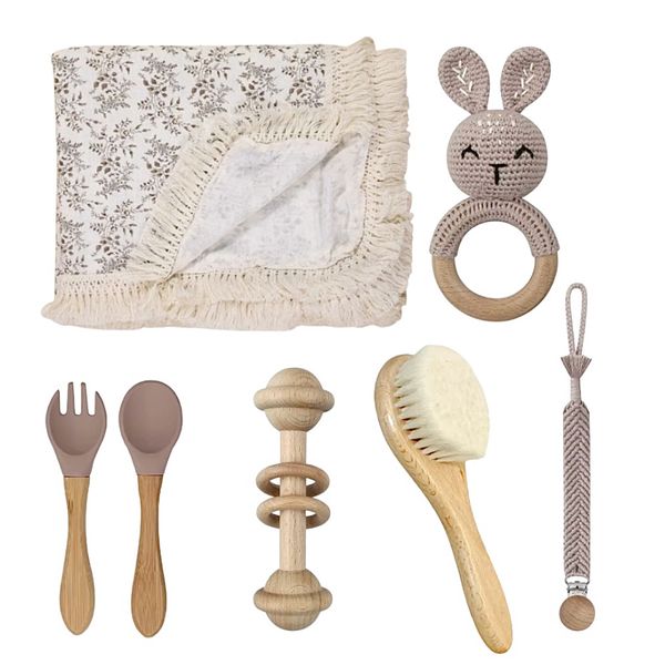 Crochet Rabbit Baby Gift Set 7 Piece Beige