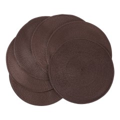 Round Braided Placemats Set of 6 Table Mats 15 Inch(Brown)