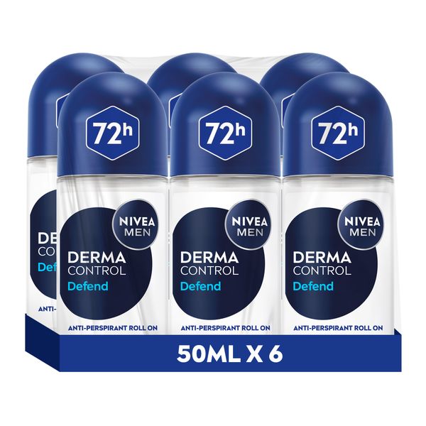 NIVEA MEN Derma Control Defend Anti-Perspirant Roll On 6x50 ml