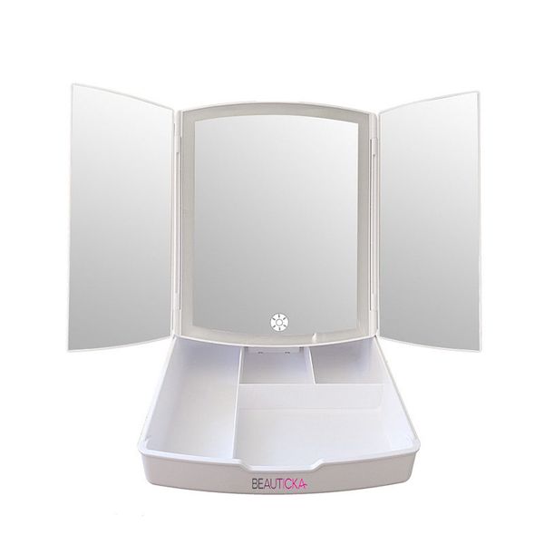 BEAUTICKA Lighted Mirror Foldable Storage LED Makeup Mirror