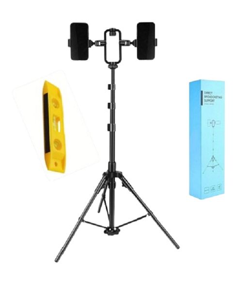 1.9 M Adjustable Tripod Stand , 2-in-1 Phone Holder &amp; Magnetic Spirit Level