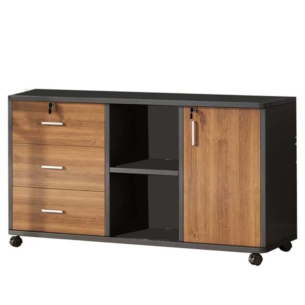 90cm Wood 3 Locking Drawer Large Filing Cabinet Storage Cupboard Locker