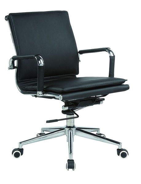 Square Pad Medium Back Office Chair-Black