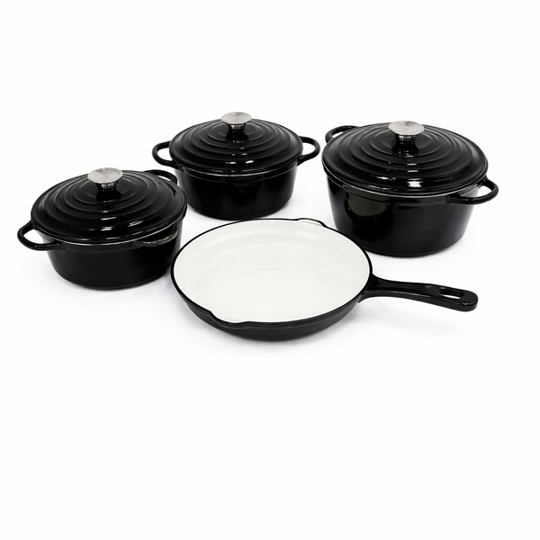 Cast Iron Cookware Set - 7 Pieces, With Lids