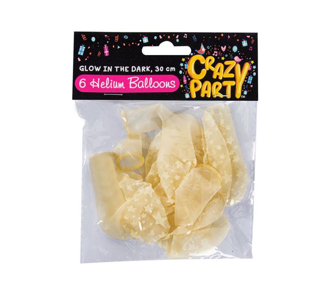 Helium Balloons - 6 Piece - Glow In The Dark - 30cm - 20 Pack