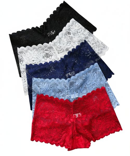 UGABUGA Women's Floral Lace Boyshort Panties - Pack of 5