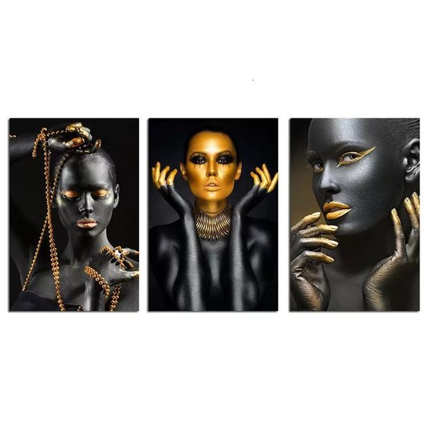 Gold, Black Cotton Canvas cm Figures/People Wall Art