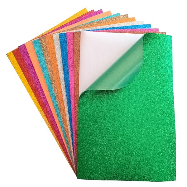 Self Adhesive EVA Glitter Foam Pack of 12 Sheets 20cm X 30cm