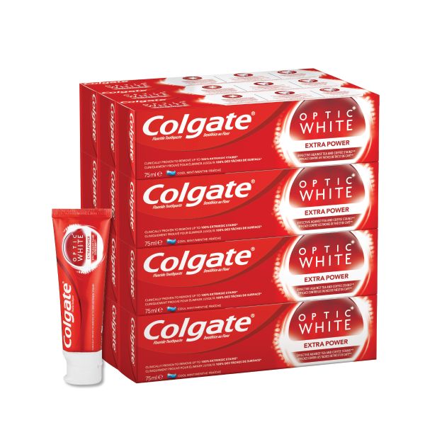 Colgate Optic White Extra Power, Whitening Toothpaste - 12 X 75ml
