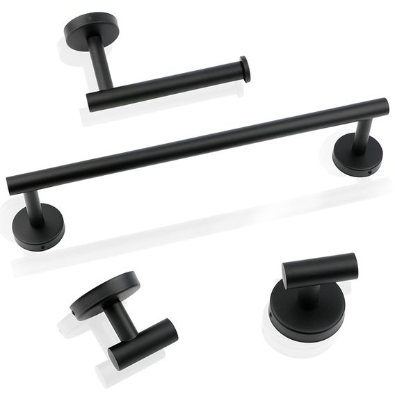 4-Piece Matte Black Bathroom Accessory Hardware Set