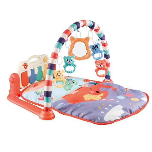 Baby Gym Activity Piano Play Mat Tummy Time Mirror Music Kick Mat Pink