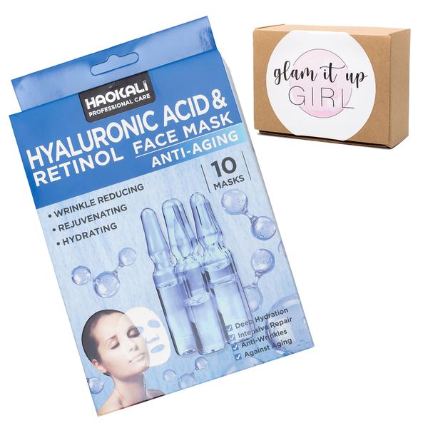 Hyaluronic Acid &amp; Retinol Face Mask Moisturizing pack of 10