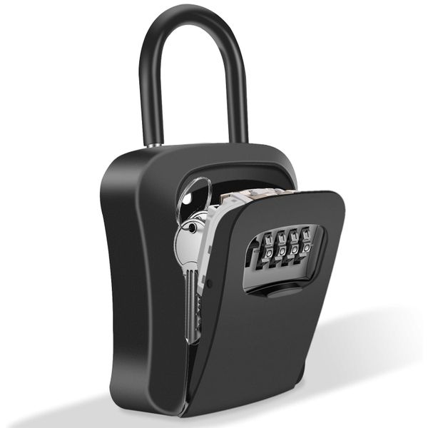 Key Lock Box Wall Mounted, Key Safe Security Storage Lock Box Black