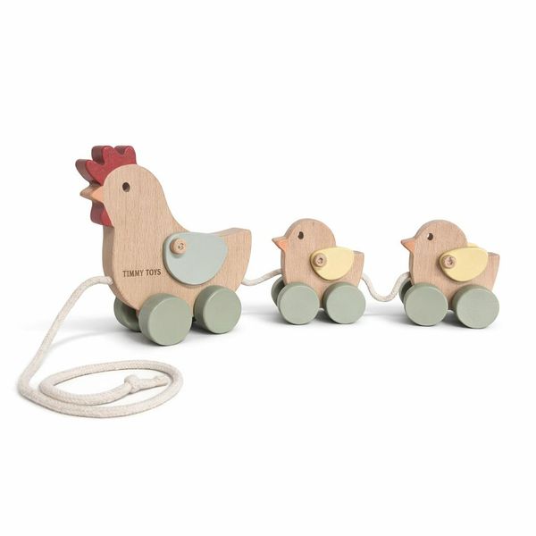 Timmy Toys Wooden Pull-Along Toy Chicken Family