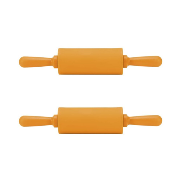 Set Of 2 Mini Silicone Non-Stick Pastry Roller Baking Tool - Orange