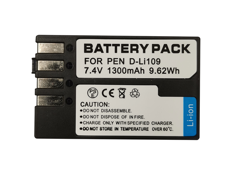 1300mAh Lithium-ion Battery for Pentax K-2, K-S1, K-S2, K-30, K-50, D-LI109