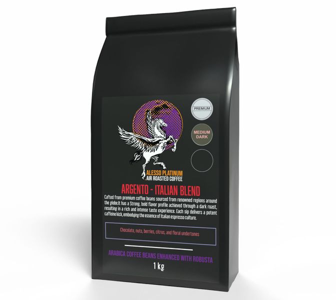 Alesso Platinum Coffee Beans - 1 kg - Argento Italian Espresso