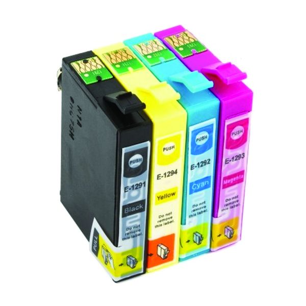 Compatible Epson T1291/T1292/T1293/T1294 ink cartridge combo set- B/C/M/Y