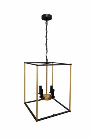 Hello Today Modern 4-Light Square Pendant Lamp-Black &amp; Brass Finish