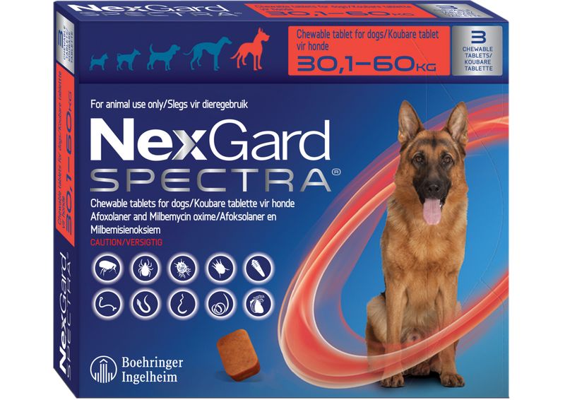 Nexgard Spectra chewable tablets for dogs 30,1-60,0kg - 3 Tablets