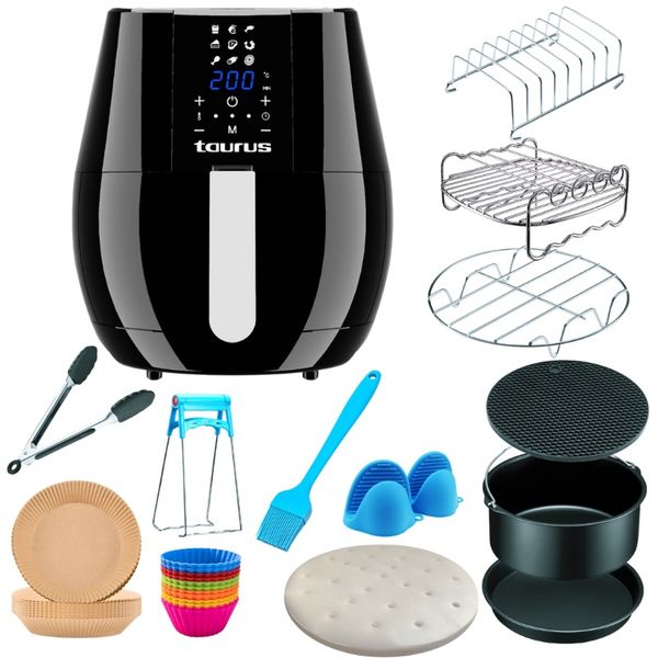 Taurus - Digital Air Fryer - 3.5L (Black) - 1500W (973980) with Accessories