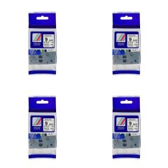 FTG TZ-221 Brother Label Tape Cartridge-Laminated Black On White-Pack Of 4