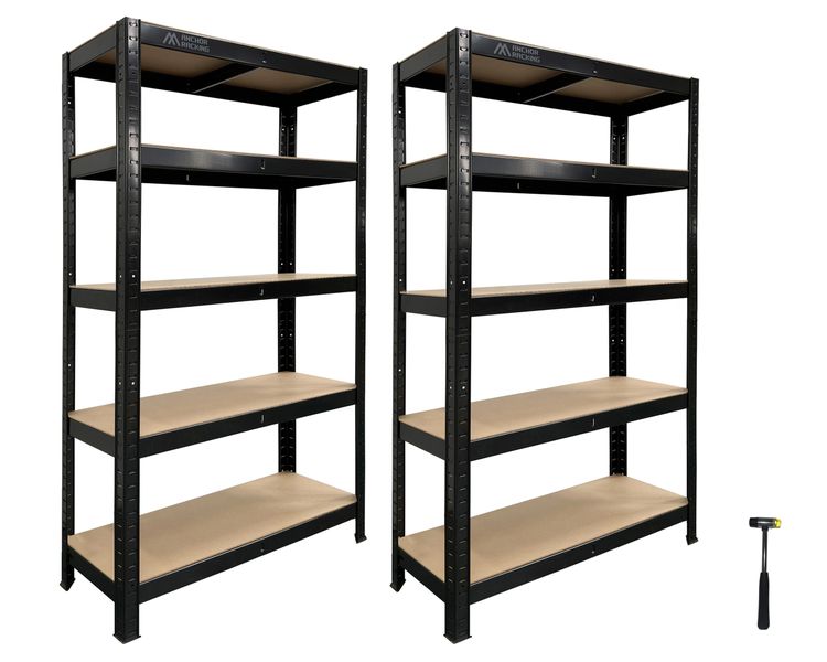 Anchor Racking 2x 5 Tier Shelving 150x75x30 200Kg Anti Rust MDF + Hammer