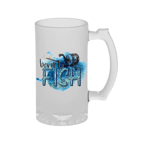 fish Fathersday gift frosted beer glass