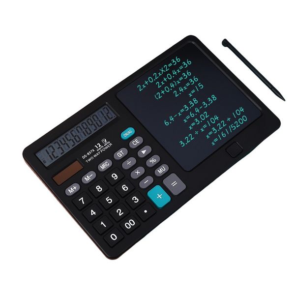 Calculator &amp; LCD Writing Tablet 2-in-1 Solar Powered 12-Digit Display