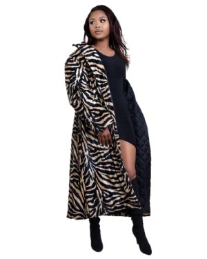Selphies Horse Zebra Print Long Coat in Animal Print