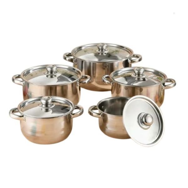 10-Piece Stainless Steel Pots (Induction, Electric, Gas &amp; Ceramic/Halogen)