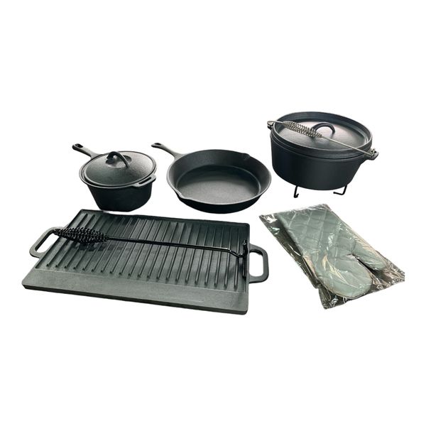 Cast Iron 7 Piece Dutch Camping Set