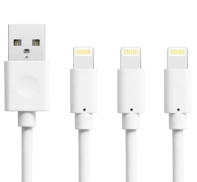 iPhone USB Charging Cable for iPhone 5 &amp; 6 - White (Pack of 3)