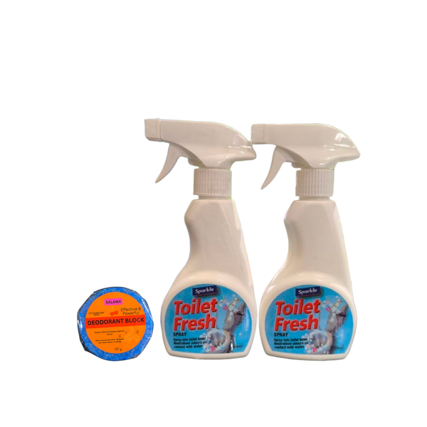 Sparkle - Pack of 2 Toilet Fresh Spray With Deo Block