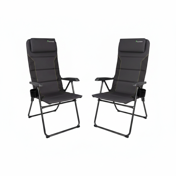 Kaufmann Adjustable Hi Back Reclining Chair - Grey - 2 Pack