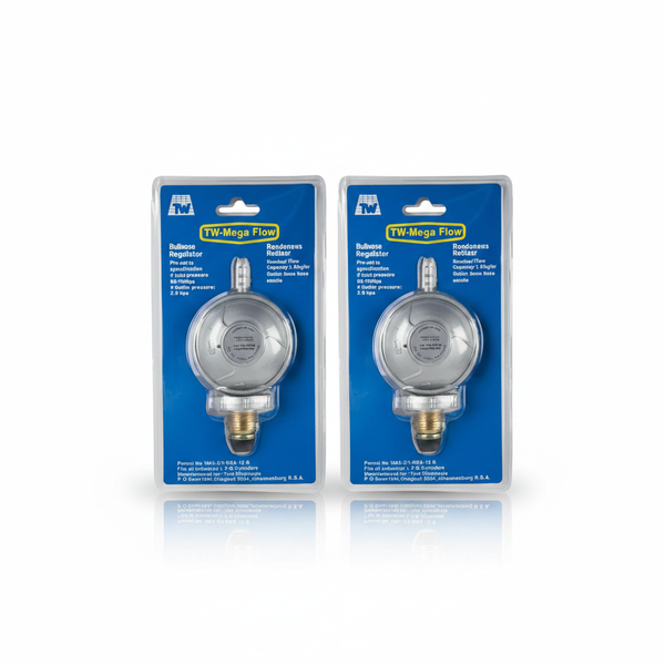 Gas Regulator with Click Dial-a-Flow, 0-25 L/min for Camping - 2 Pack