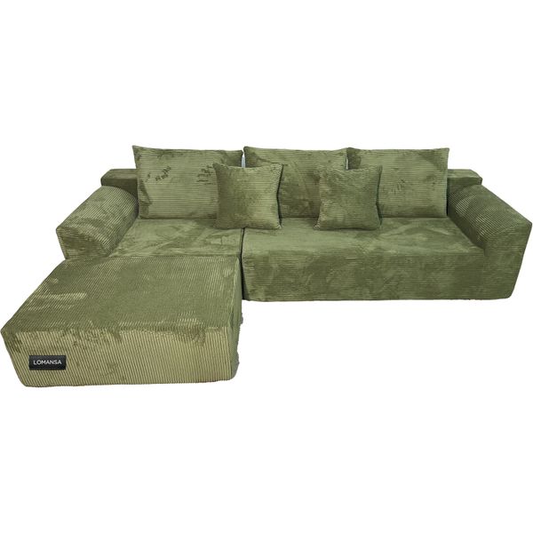 Lomansa Cotton 3 Sectional Couches for Living Room, Modular Sectional Sofa