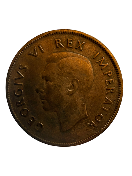 1938 South Africa Bronze 1 Penny Coin - George VI