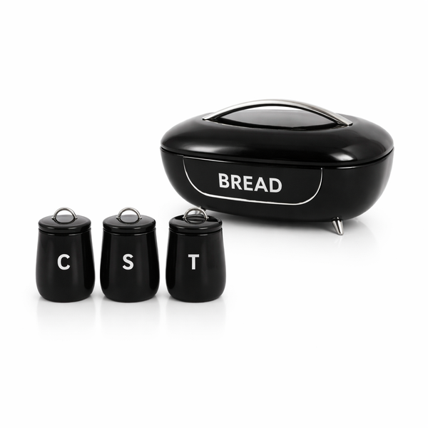 4 Piece Homeware Set - Breadbin + Canisters