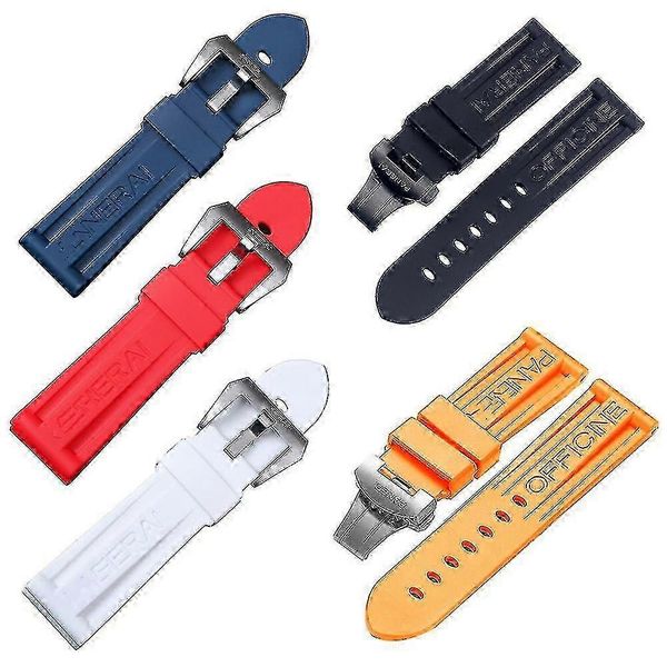 Red replacement rubber watch strap for Panerai, 24mm sport band