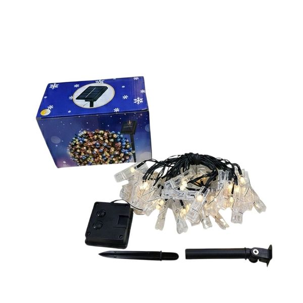 Solar Powered Photo Clip String Lights 30 LED 6M - Warm White - QYD-31
