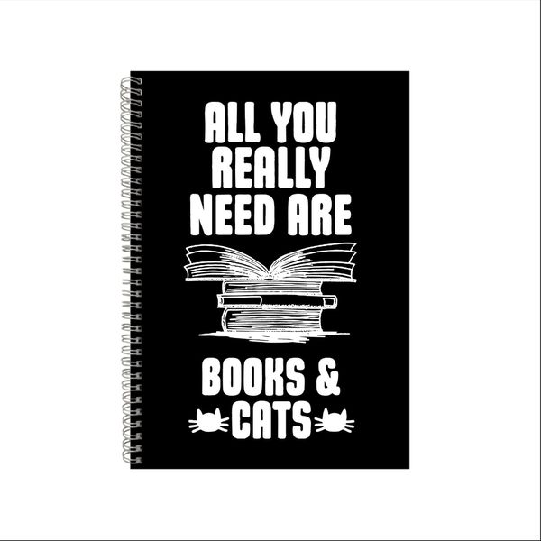 Books And Cats Notebook Pet Gift Idea A4 Notepad Pad 24