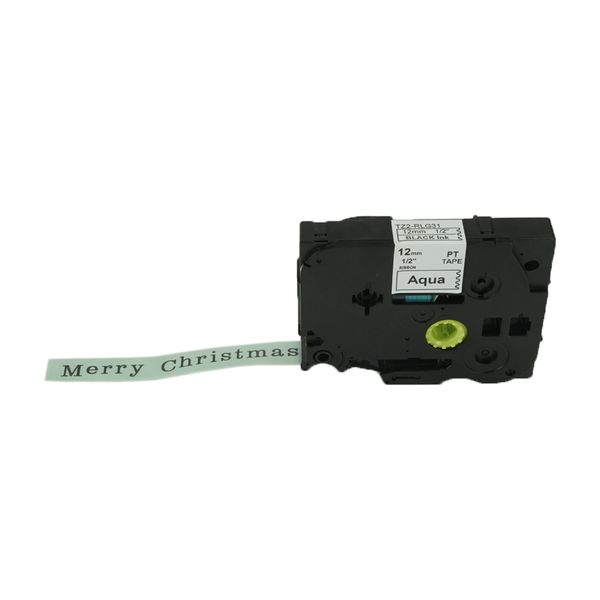 PUTY Compatible Brother Ribbon TT-BTZRLG31 Black on Aqua 12mm Tape