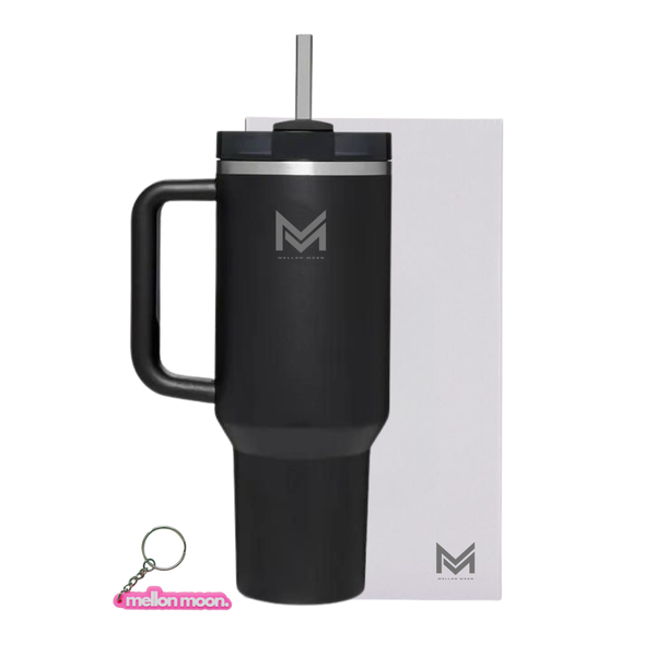 Mellon Moon Stainless Steel Travel Mug -1.2L Black+ Mellon Moon Keychain