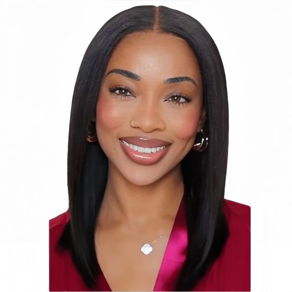 Eligababy 16-inch Straight Wig Full Frontal Human Hair Transparent Lace