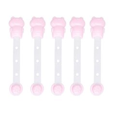 CuteFrog Baby Safety Locks for Cabinets Drawers Toilet Fridge-Set of 5 - Pink