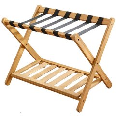 Bamboo Folding Luggage Rack Suitcase Stand Bedroom Luggage Shelf