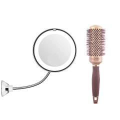 Zabelle Glow Bright Mirror &amp; Nano Ceramic Styling Brush Combo Set