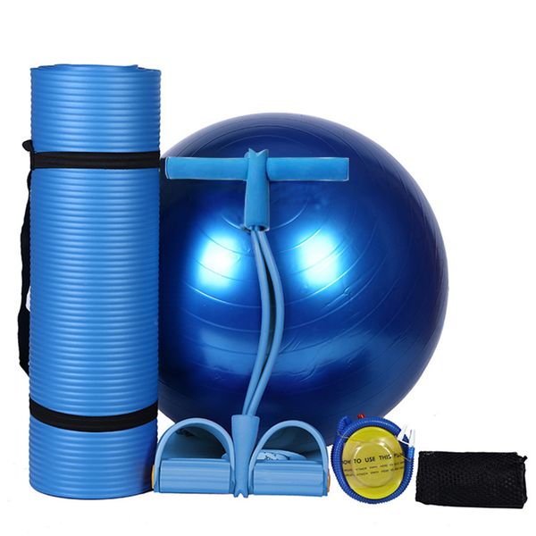 Fitness Equipment Yoga Mat Pilates Ball Ankle Puller Set - Purple - 5-in-1