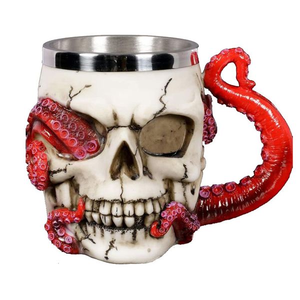 3D Realistic Resin Octopus Tentacle Skull Coffee Mugs with Handle